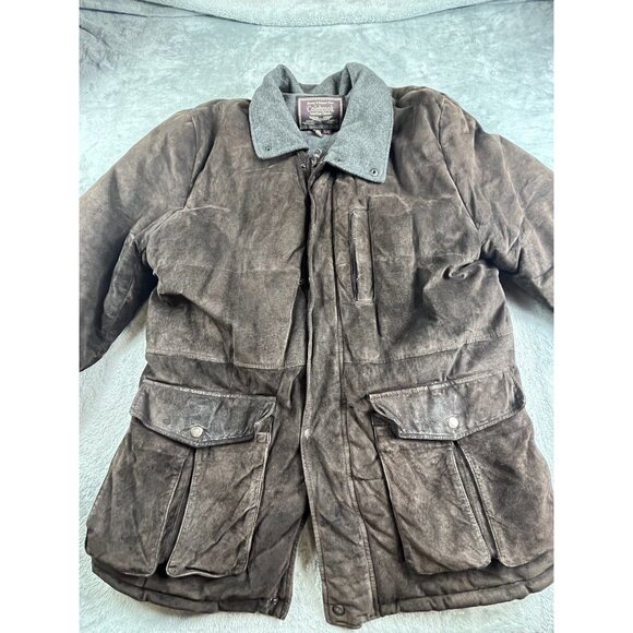 VTG Colebrook Leather Jacket Mens Large Brown Bomber Quilt Lined Coat 90s Y2K - Picture 13 of 16